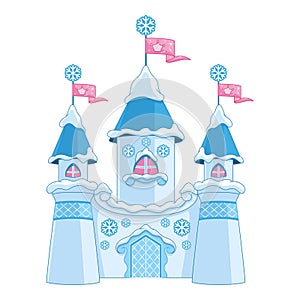 Winter castle for princess cartoon