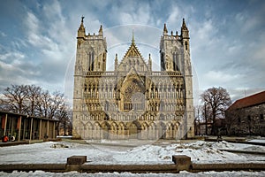 Winter cathedral facade