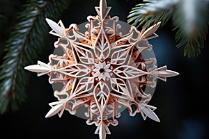 Winter charm singular snowflake ornament, xmas images, AI Generated