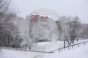 Winter in Chehov city in Russia