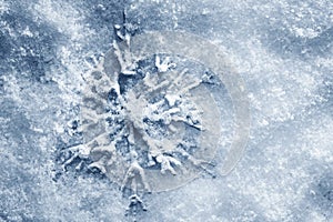 Winter, Christmas background. Snowflake on snow