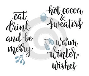 Winter and Christmas calligraphy set