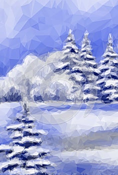 Winter Christmas Forest Landscape