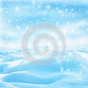 Winter christmas landscape with falling snow, winter background