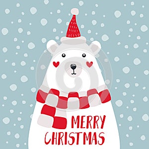 Winter christmas postcards polar bear vector card