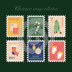 Winter Christmas Presents Postal Stamps