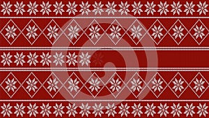Winter christmas style loading 4k video - white knitted pattern on red background