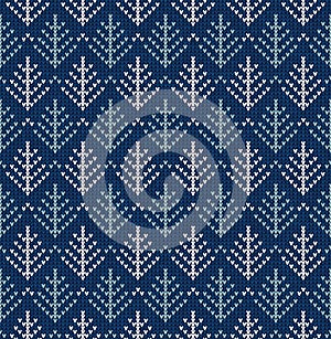 Winter Christmas tree x-mas knit seamless knitted abstract background backdrop. Knitting fir-tree pattern. Winter knitting. Flat