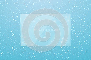 Winter Christmas vector background with transparent glass frosted frame for your text.