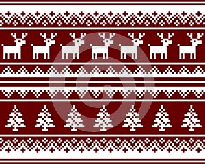 Winter Christmas vector seamless pattern red color. New Years pixel background. For greeting cards, gift wrapping paper,