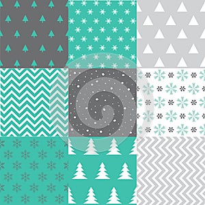 Winter christmas vector seamless patterns