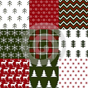 Winter christmas vector seamless patterns
