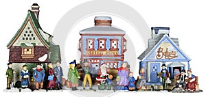 Winter Christmas Village People Scene Isolated