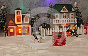 Winter Christmas Village With Snow and Lights