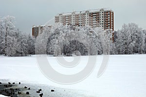 Winter in the city. Balashikha, Moscow oblast, Russia