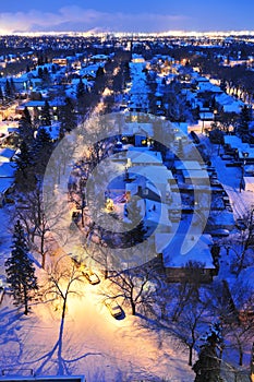 Winter city night scene