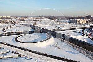 Winter cityscape with big interchange