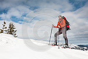 Winter climbing the mountain.