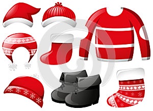 Winter clothes in red