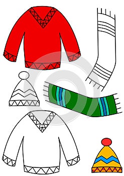 Winter clothing - coloring book