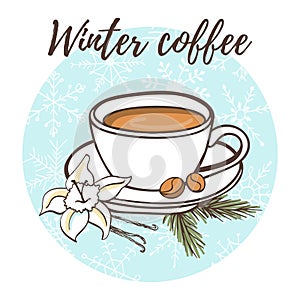 WInter coffee hand drawn vector doodle illustration