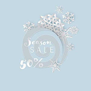 Winter cold minimalist sale label with cold white snowflakes