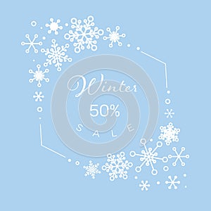 Winter cold minimalist sale label with cold white snowflakes