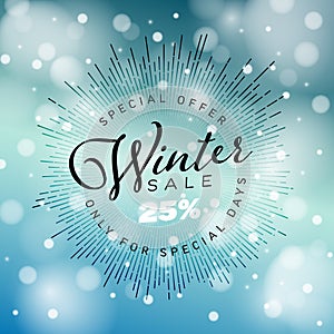 Winter cold minimalist sale label with white snowflakes