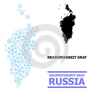 Winter Collage Map of Krasnoyarskiy Kray with Snow