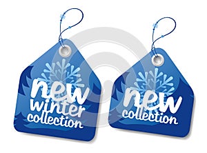 Winter collection blue labels set.