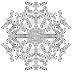 Winter coloring page with anti stress snowflake