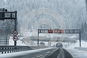 Winter conditions on the highway