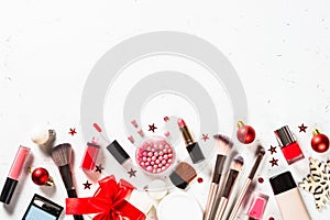 Winter cosmetics makeup, christmas holidays shopping.