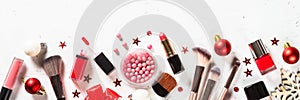 Winter cosmetics makeup, christmas holidays shopping.