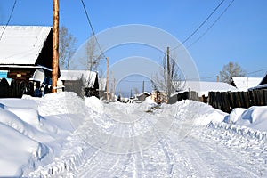 Winter country landscape in Siberia