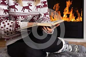 Winter Coziness: Quiet Evening by the Fireplace