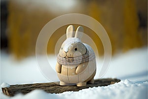 winter cute rabbit wooden toy