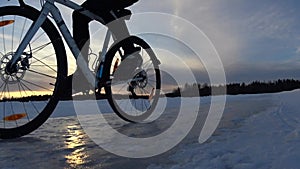 Winter cycling on lake