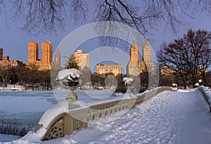 Winter Dawn in Central Park and Upper West Side, NYC