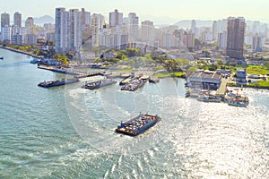 Winter day at the marine passage between Santos and Guarujá, Brazil.