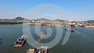 Winter day at the marine passage between Santos and Guarujá, Brazil.