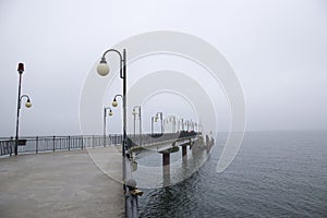 Winter day on the pier in Miedzyzdroje