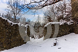 Winter day in ruins Divci Kamen.
