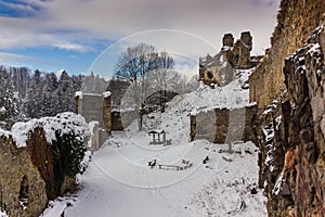 Winter day in ruins Divci Kamen.