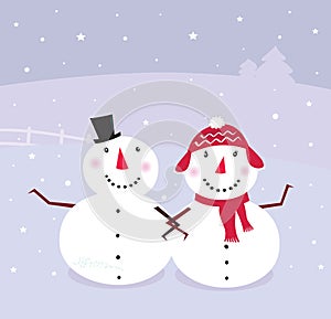 Winter day: Snowman & Snow - woman,