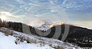 Winter daybreak mountain landscape (Ukraine, Carpathians, Petros Mountain