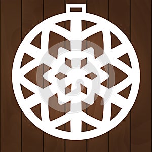 Winter decoration vector design. X-mas symbol for paper cutting, wood carving and laser cutting. Christmas tree balls.