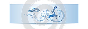 Winter deer. Snow deers running in winter background. Merry Christmas. Design for postcard, poster