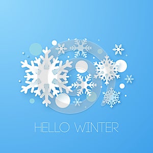 Winter design background. Origami snowfall.