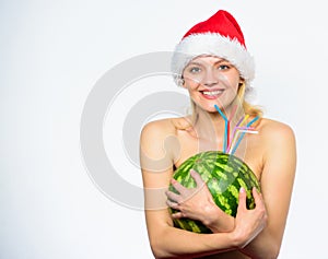 Winter detox concept. How to detox after christmas. Watermelon dietary detox beverage. How to give your body basic detox